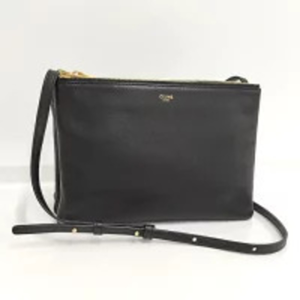 Celine Trio Crossbody Bag Leather Black